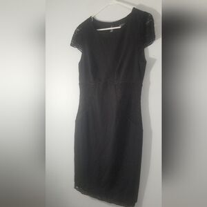 Allen B by Allen Schwartz Black Cocktail Dress. Lace Side Stitch and Hem. Size 8